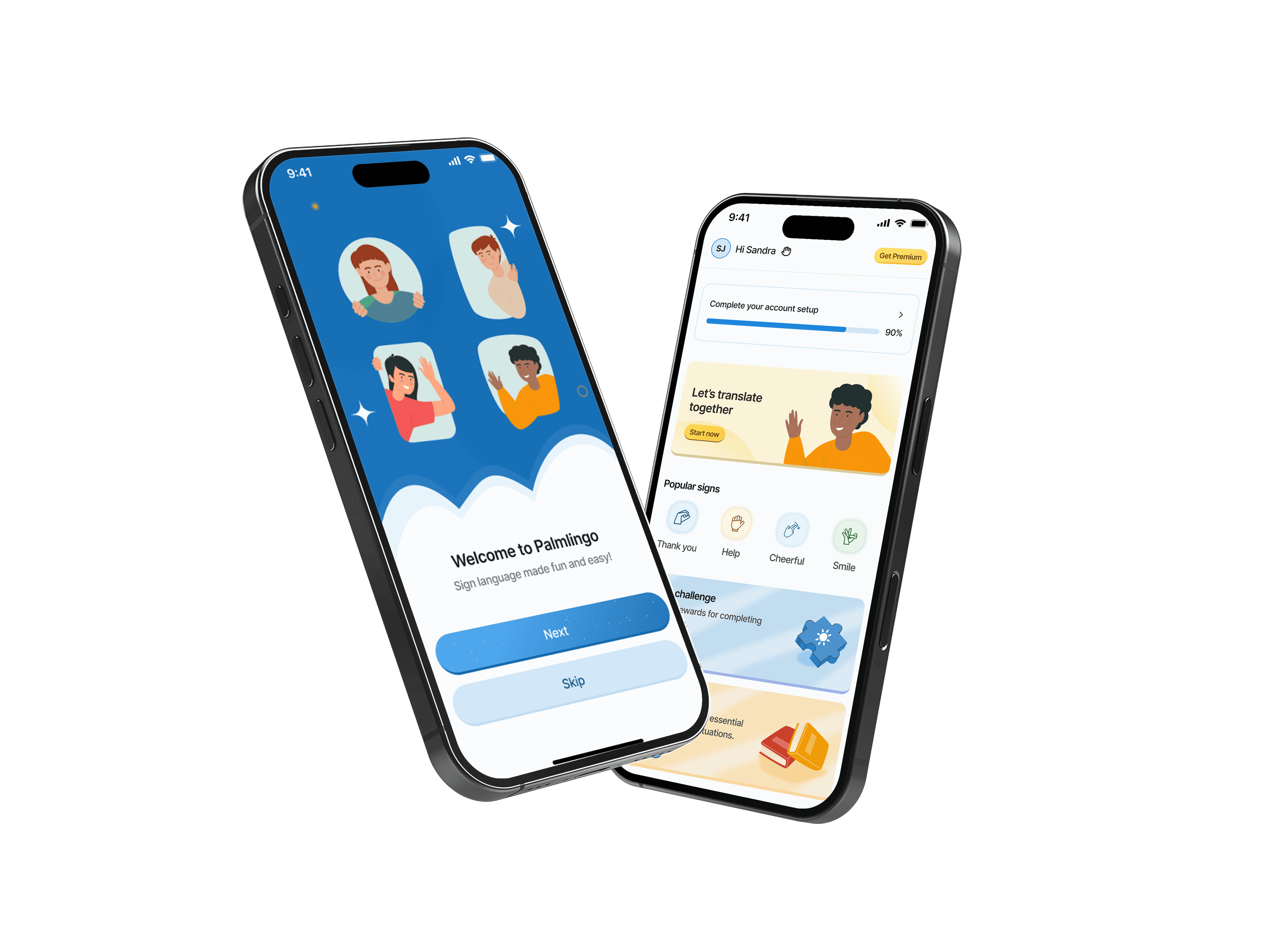 Palmlingo mobile app mockup